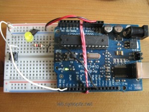 breadboard with Arduino backpack